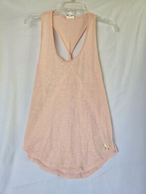 PINK Victoria's Secret Pale Pink Racerback Tank with Gold Logo